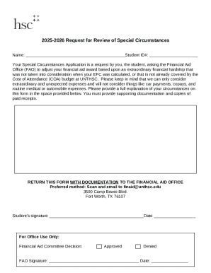 Request for Review of Special Circumstances