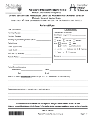 Obstetric Internal Medicine Referral Form