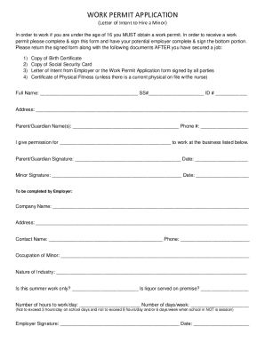 Work Permit Application for Minors