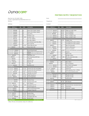 Partner Supply Requisition Form
