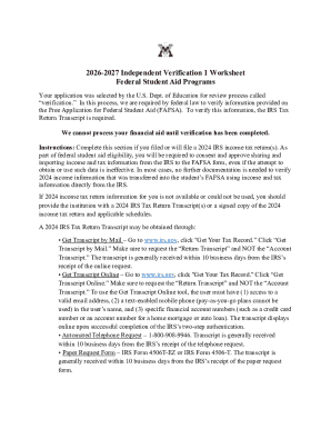 2026-2027 Independent Verification Worksheet