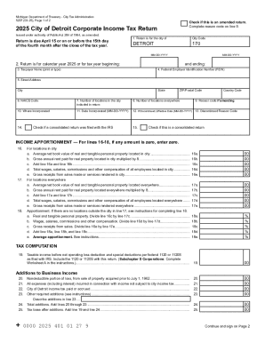 Michigan City of Detroit Corporate Income Tax Return