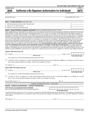 2025 California e-file Signature Authorization for Individuals 8879