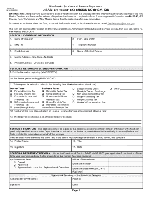 New Mexico Disaster Relief Extension Notification