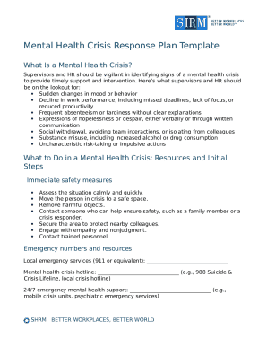 Mental Health Crisis Response Plan Template
