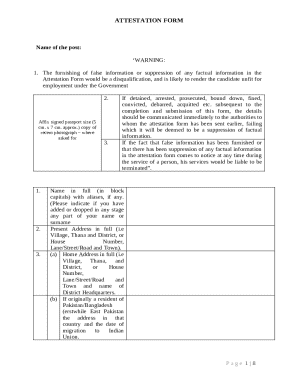 Government Employment Attestation Form