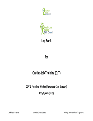 On-the-Job Training Logbook for COVID Frontline Workers