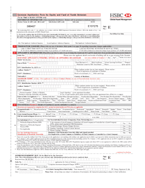 HSBC Mutual Fund Application Form