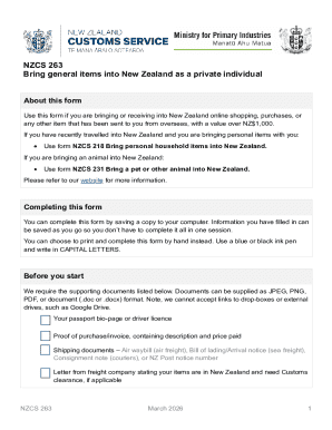 NZCS 263 Form