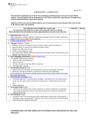 Schengen Visa Courtesy Application Checklist