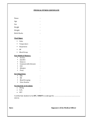 Physical Fitness Certificate