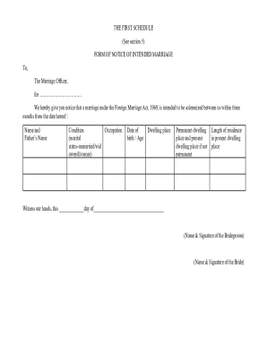 Notice of Intended Marriage Form