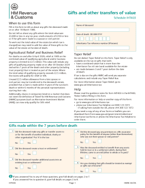 UK Inheritance Tax Form IHT403