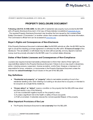 Louisiana Property Disclosure Document