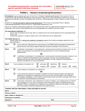 NSW Health Student Undertaking/Declaration Form