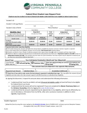 Federal Direct Student Loan Request Form