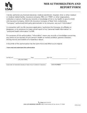 MIB Authorization and Report Form