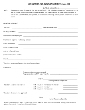 Bereavement Leave Application Form