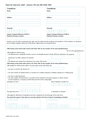 Claim for Hold-Over Relief