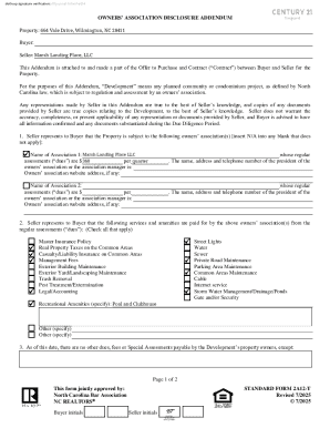 Owners' Association Disclosure Addendum