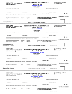 Kentucky 2026 Individual Income Tax Estimated Tax Voucher