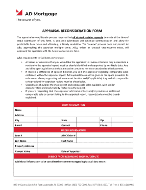 Appraisal Reconsideration Form