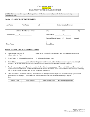 401K Profit Sharing Plan Loan Application