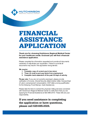 Hutchinson Regional Medical Center Financial Assistance Application