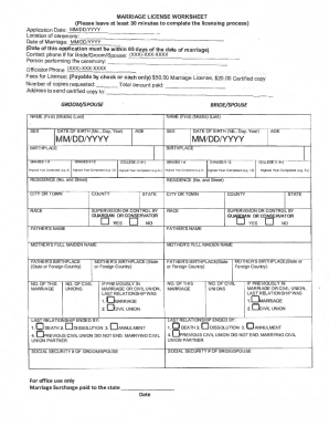 Marriage License Application Form