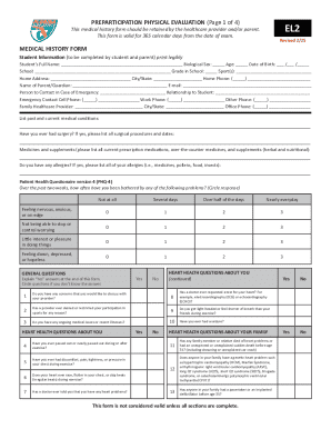 Preparticipation Physical Evaluation Form