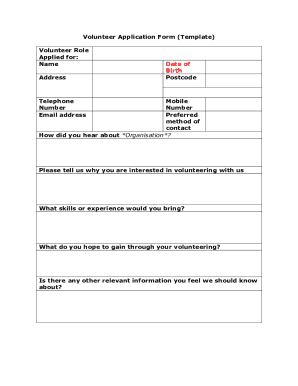 Volunteer Application Form