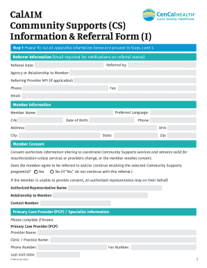 CalAIM Community Supports Information & Referral Form