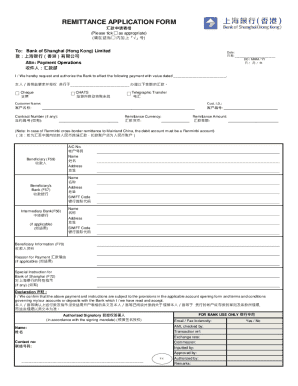 Remittance Application Form