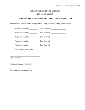 Acknowledgement of Addenda Form