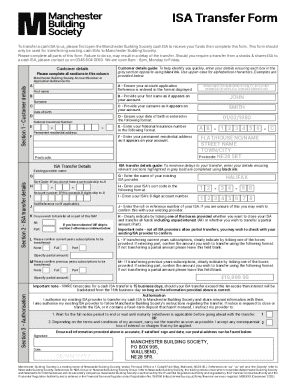 Manchester Building Society ISA Transfer Form