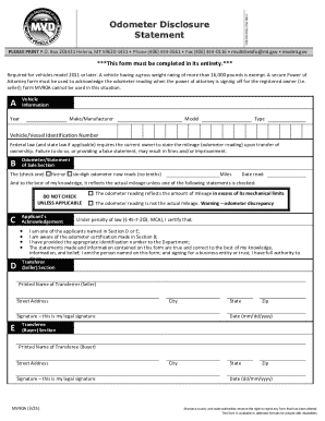 Montana Odometer Disclosure Statement