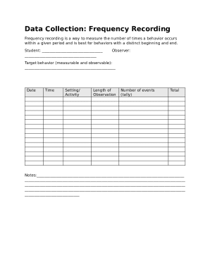 Frequency Recording Form
