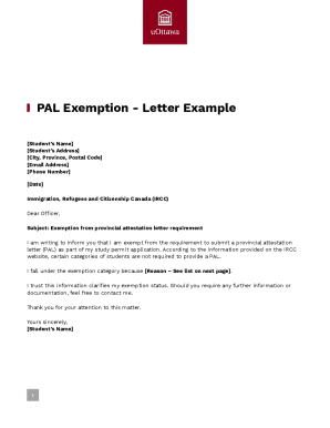 PAL Exemption Letter Example