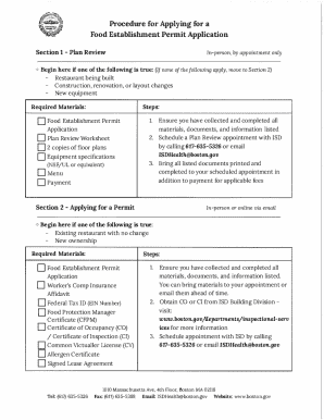 Food Establishment Permit Application