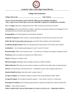 College Visit Evaluation Form