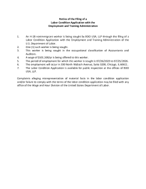 Notice of H-1B Labor Condition Application Filing