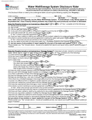 Water Well/Sewage System Disclosure Rider