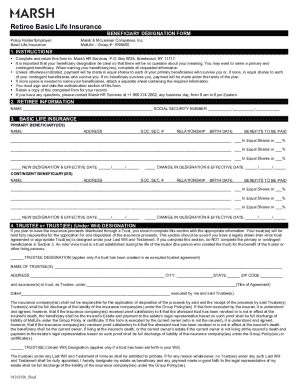 Retiree Basic Life Insurance Beneficiary Designation Form