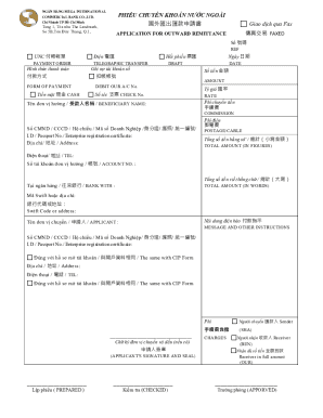Outward Remittance Application Form