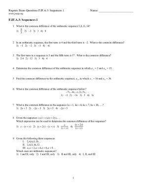Regents Exam Questions F.IF.A.3 Sequences