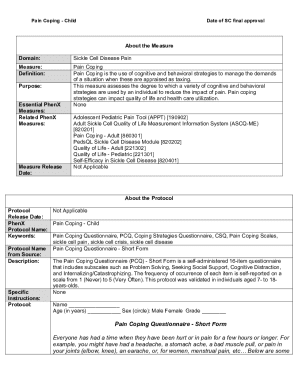 Pain Coping Questionnaire - Child