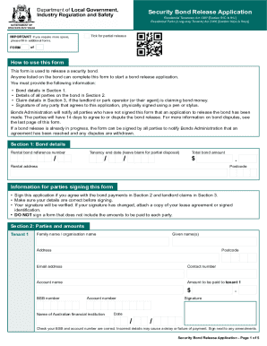 Security Bond Release Application
