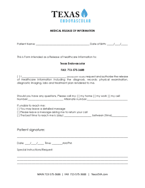 Medical Release of Information Form