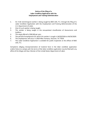 H-1B Labor Condition Application Notice