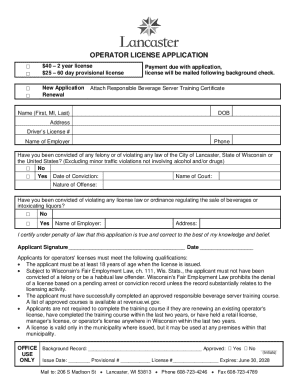 Wisconsin Operator License Application